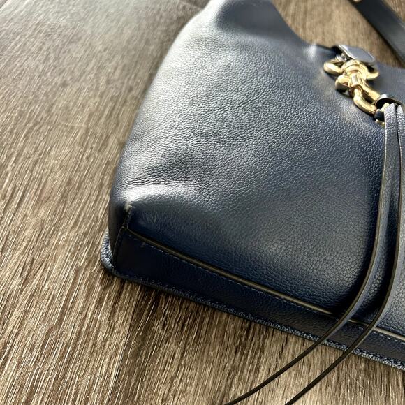 EUC Rebecca Minkoff Megan Small Leather Feed Bag Blue Twilight Gold Hardware - Picture 16 of 16